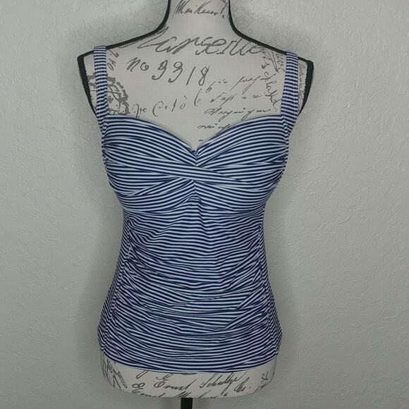 Bond- Eye Australia Striped Swimsuit Tankini Top Size 12 D/DD - Picture 1 of 7